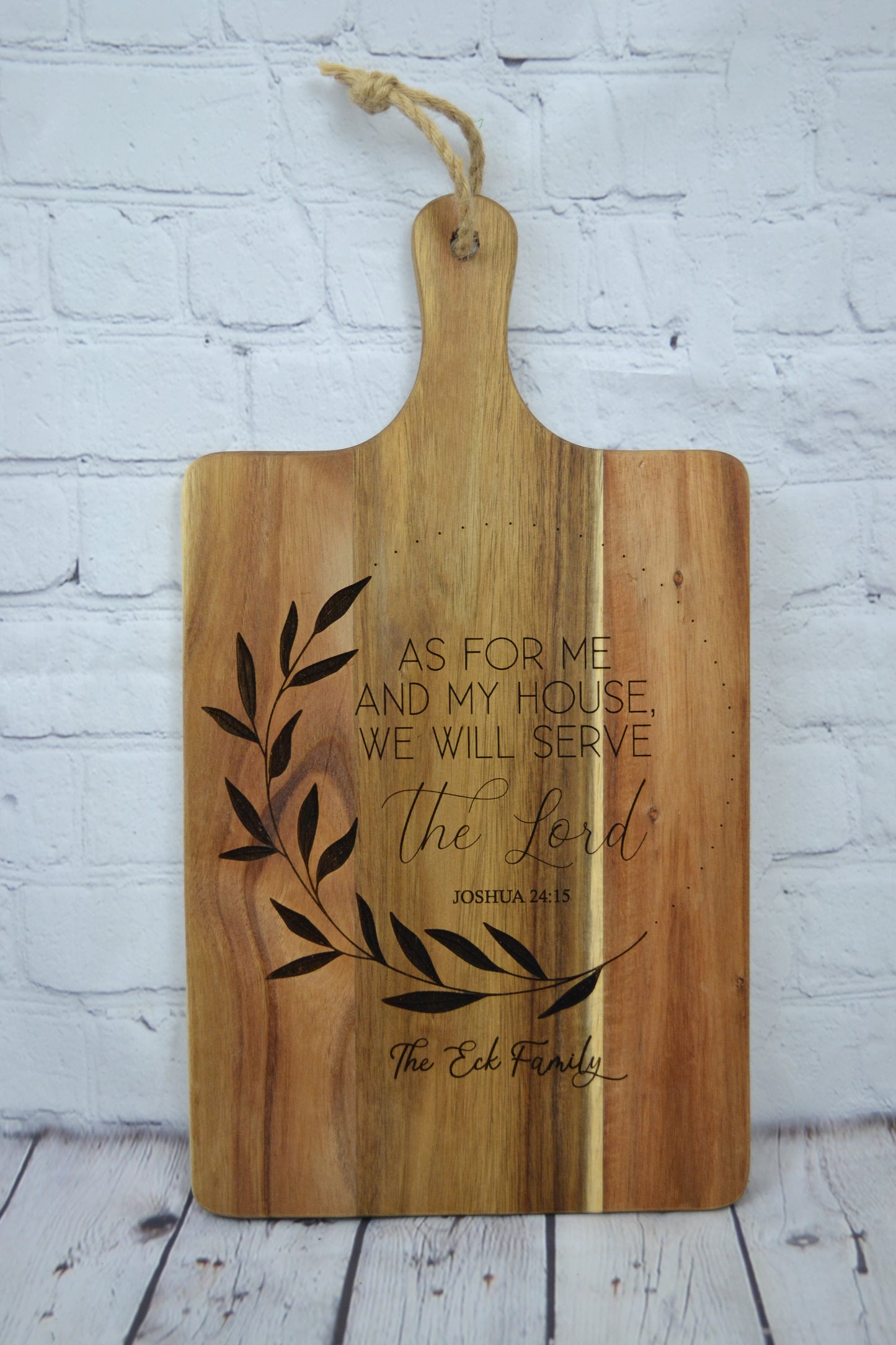 Personalized Cutting Board | Family Name | Religious | Joshua 24:15 | 16" x 8.75" | Custom Gift | Housewarming | Wedding