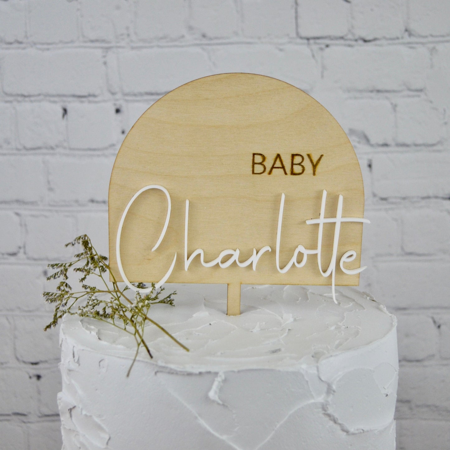 Personalized Wood & Acrylic Cake Topper | Baby Shower Cake Topper | Gender Reveal | Sprinkle | Family Name Cake Topper