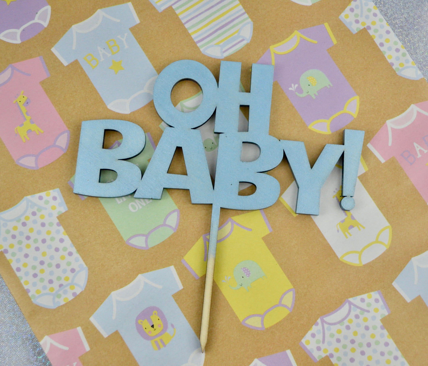 "Oh Baby" Baby Shower Wood Cake Topper | Gender Reveal | Sprinkle Cake Topper
