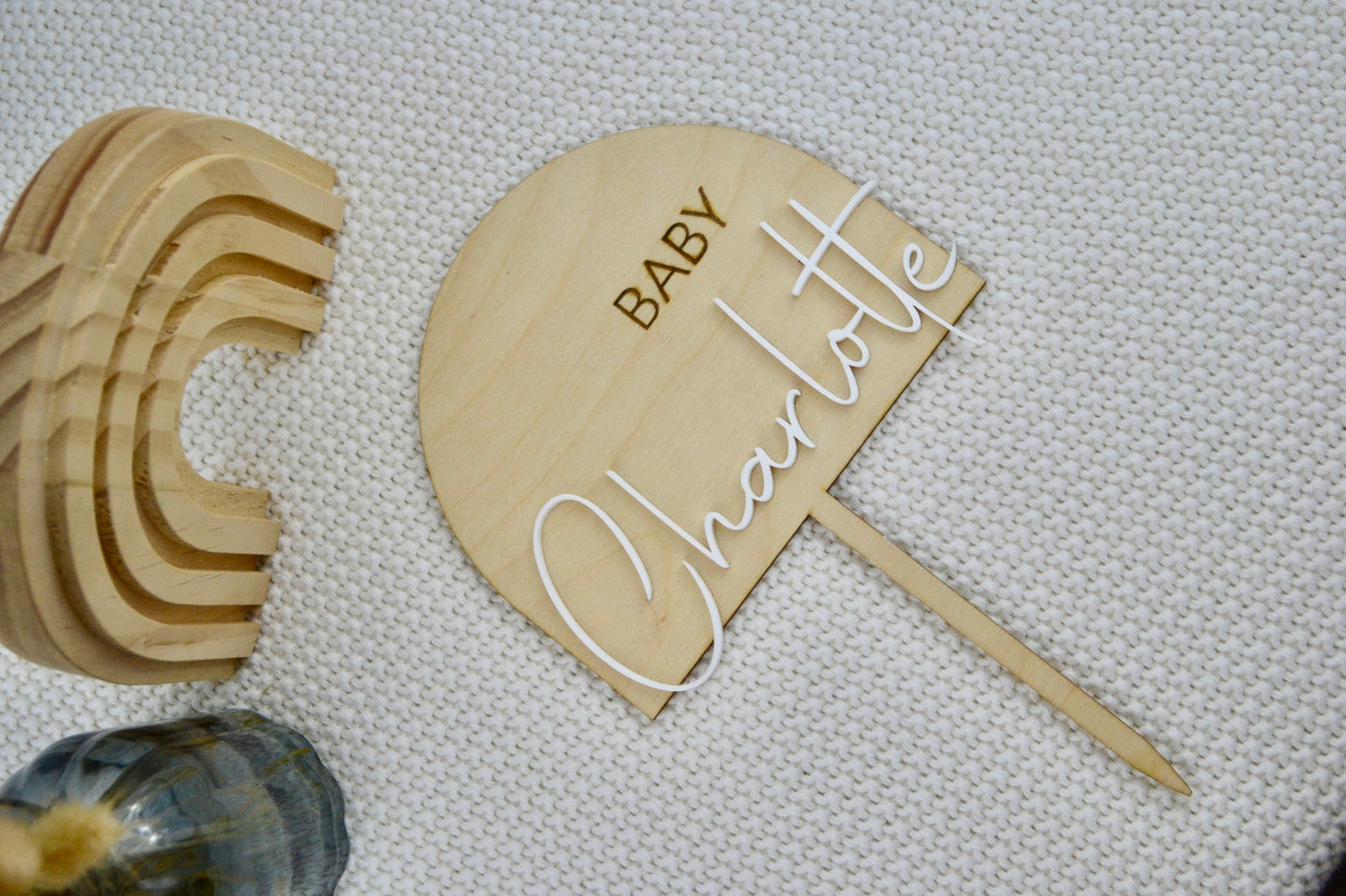 Personalized Wood & Acrylic Cake Topper | Baby Shower Cake Topper | Gender Reveal | Sprinkle | Family Name Cake Topper