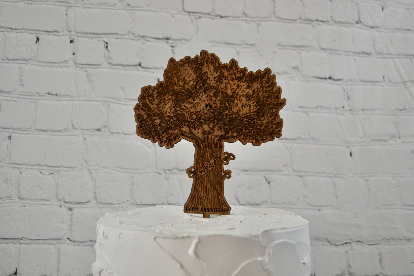 Personalized Rustic Tree Cake Topper | Custom Anniversary Wood Cake Topper | Outdoor Mountain Wedding | Bridal Shower Cake Topper