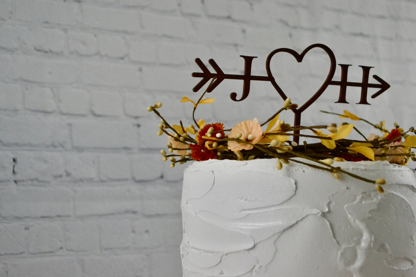 Personalized Rustic Wedding Arrow Cake Topper | Custom Wood Cake Topper | Beach Wedding | Bridal Shower Cake Topper | Anniversary Cake Topper | Vow Renewal