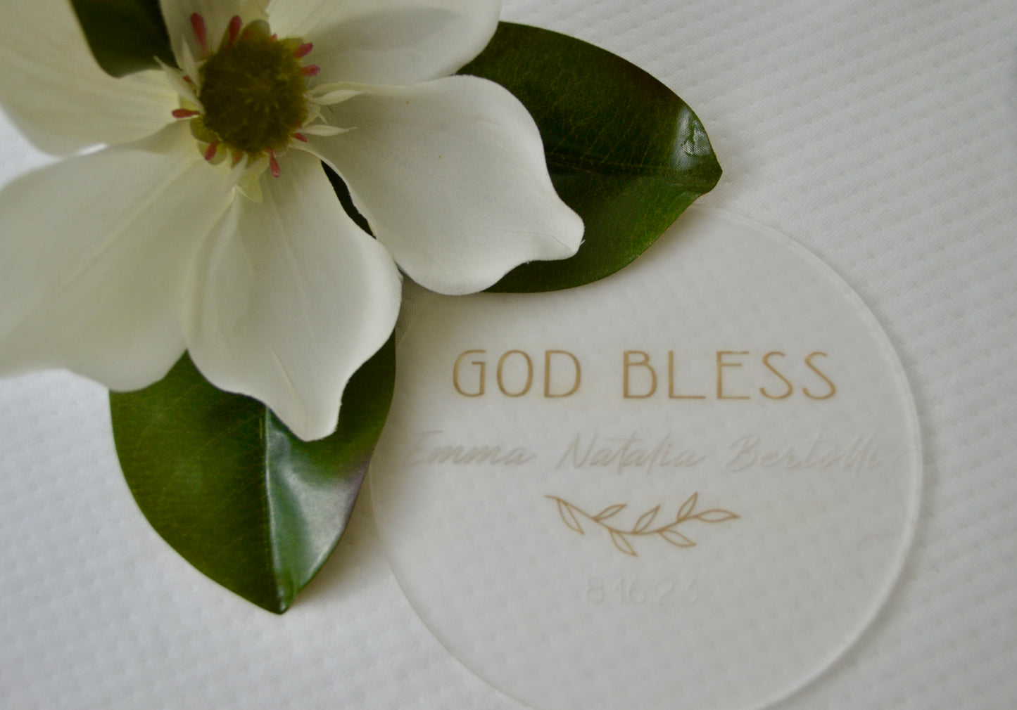 Acrylic Personalized Baptism Christening Cake Topper | God Bless Cake Topper