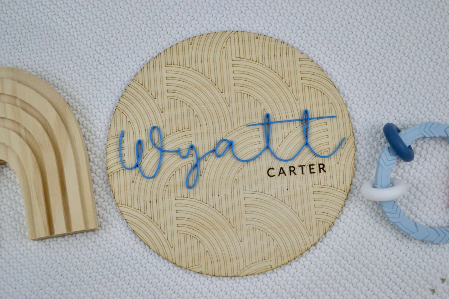Personalized Wooden and Acrylic Baby Name Announcement Sign | Birth Announcement | Modern | Newborn Photo Prop