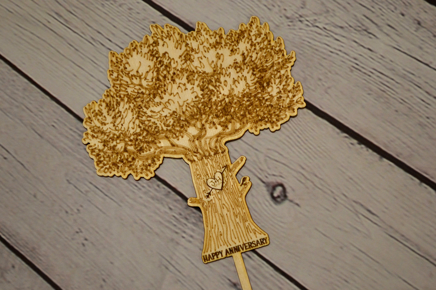 Personalized Rustic Tree Cake Topper | Custom Anniversary Wood Cake Topper | Outdoor Mountain Wedding | Bridal Shower Cake Topper