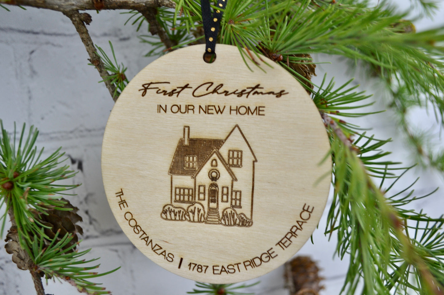 Personalized New Home Wood Ornament | First Christmas Address Ornament | Housewarming | Realtor Closing Gift