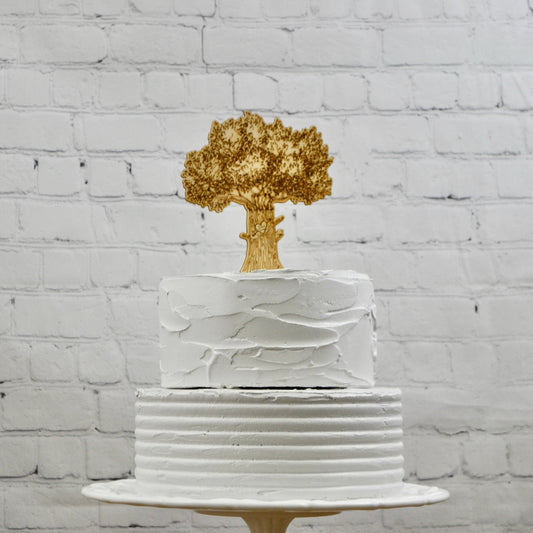 Personalized Rustic Tree Cake Topper | Custom Anniversary Wood Cake Topper | Outdoor Mountain Wedding | Bridal Shower Cake Topper