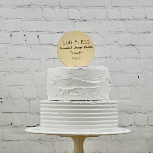 Personalized Baptism/Christening Wood Cake Topper | God Bless Cake Topper