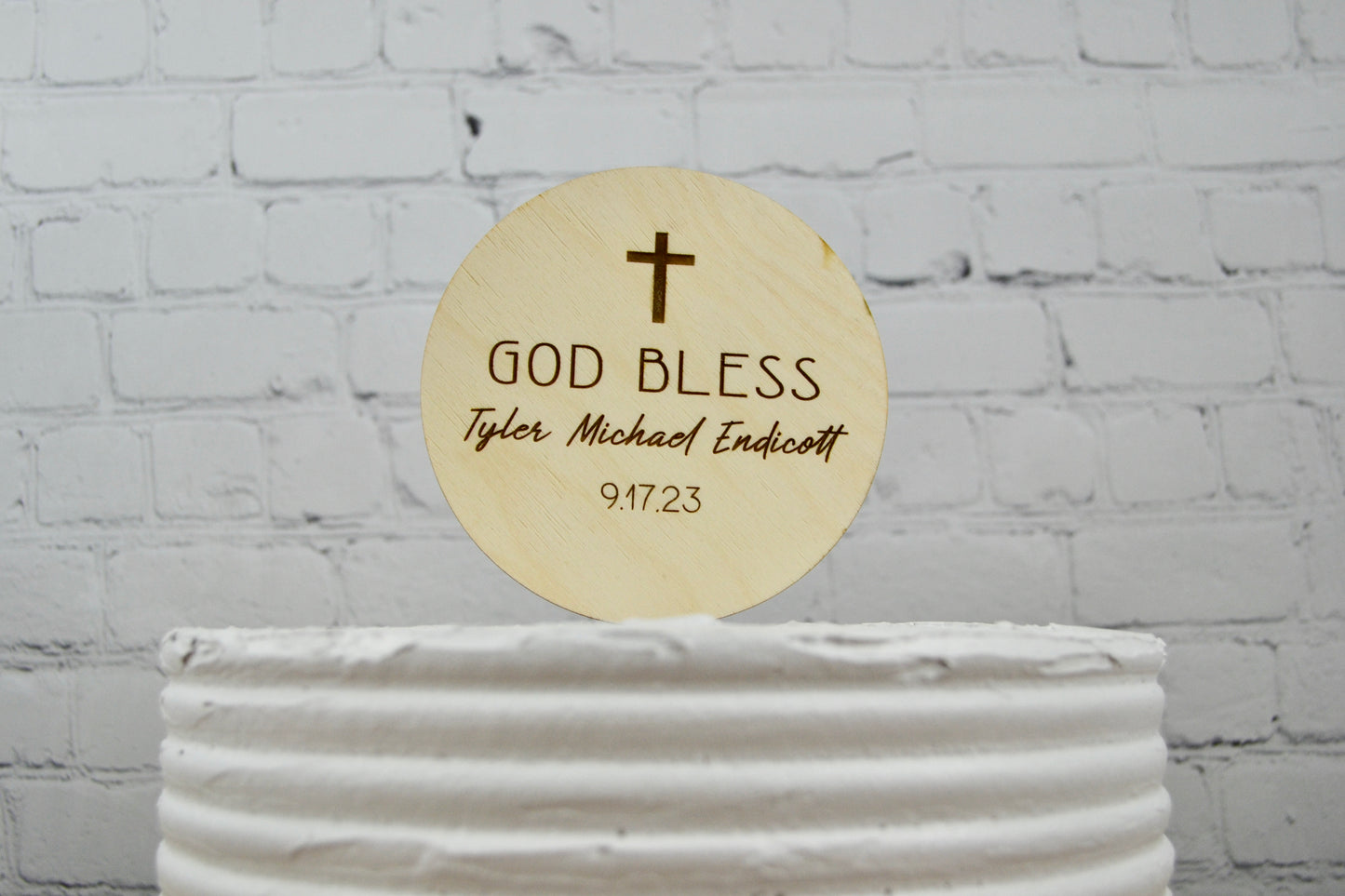 Personalized Baptism/Christening Wood Cake Topper | God Bless Cake Topper