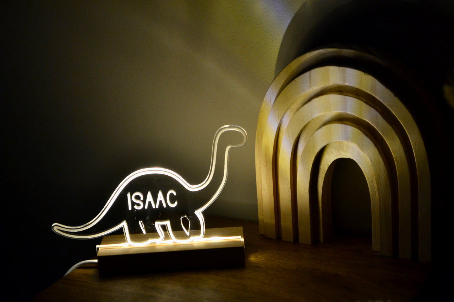 Personalized Acrylic Dinosaur Silhouette Night Light | LED Night Light | Nursery | Kids Room | Baby Shower Gift