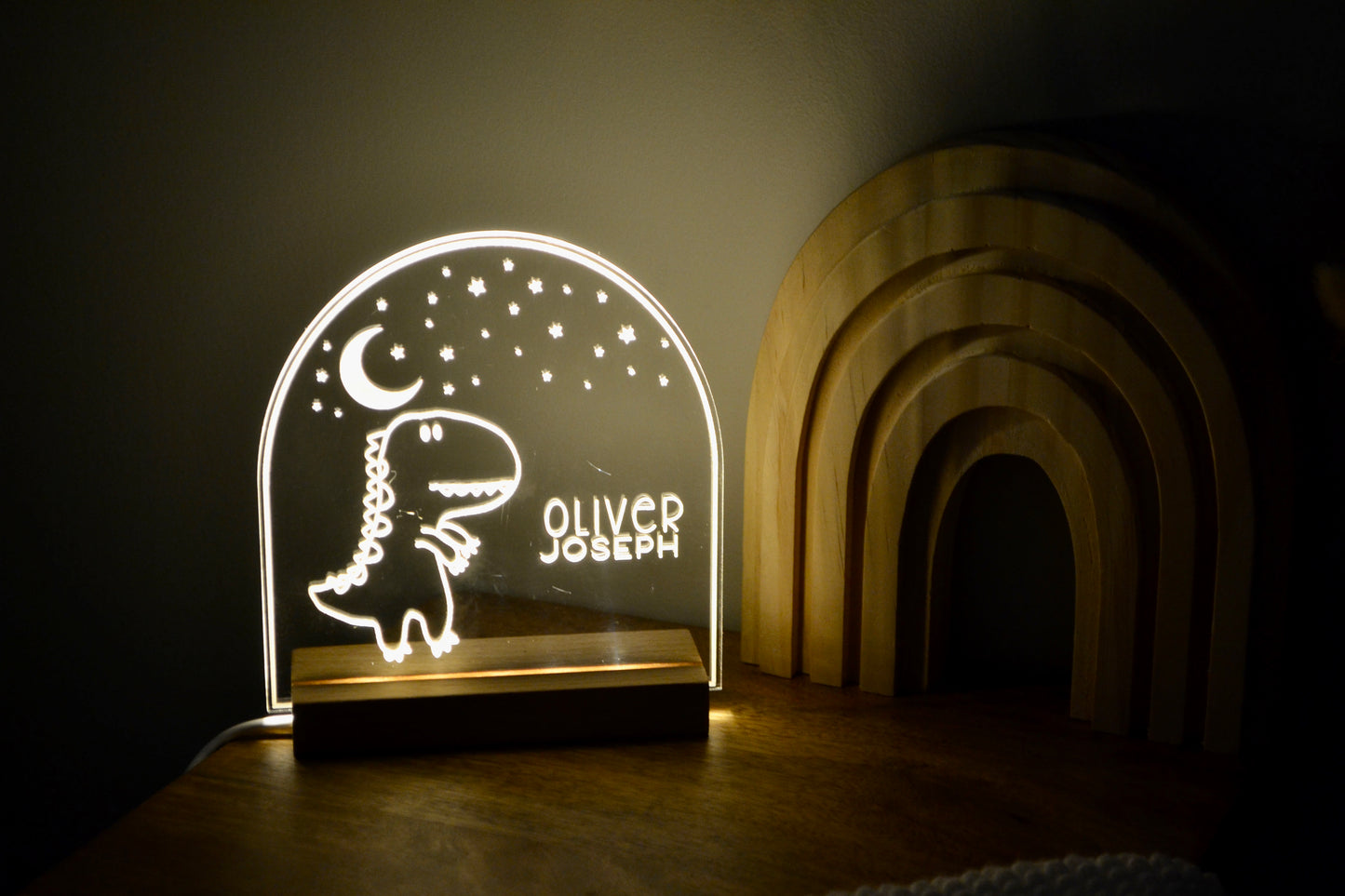 Personalized Acrylic Dinosaur Night Light | LED Night Light | Nursery | Kids Room | Baby Shower Gift