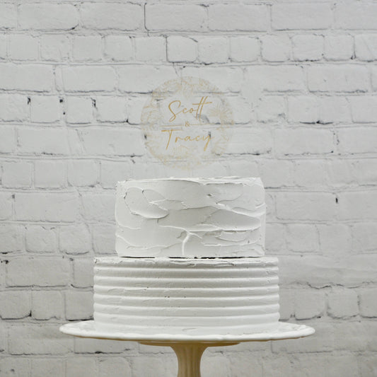 Personalized Clear Acrylic Wedding Cake Topper | Anniversary Cake Topper | Intricate Floral Detail | Minimalist | Vow Renewal Topper