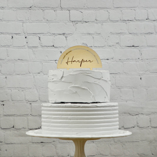 Personalized Wood Happy Birthday Cake Topper | Happy Anniversary Name Cake Topper | Retirement Topper | Custom Arch Boho Cake Topper
