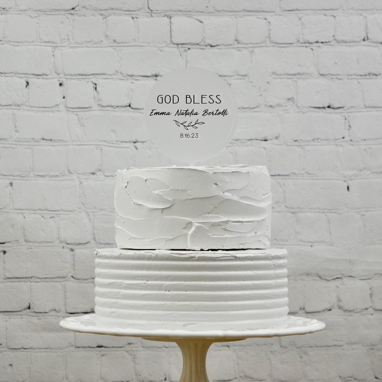 Acrylic Personalized Baptism Christening Cake Topper | God Bless Cake Topper