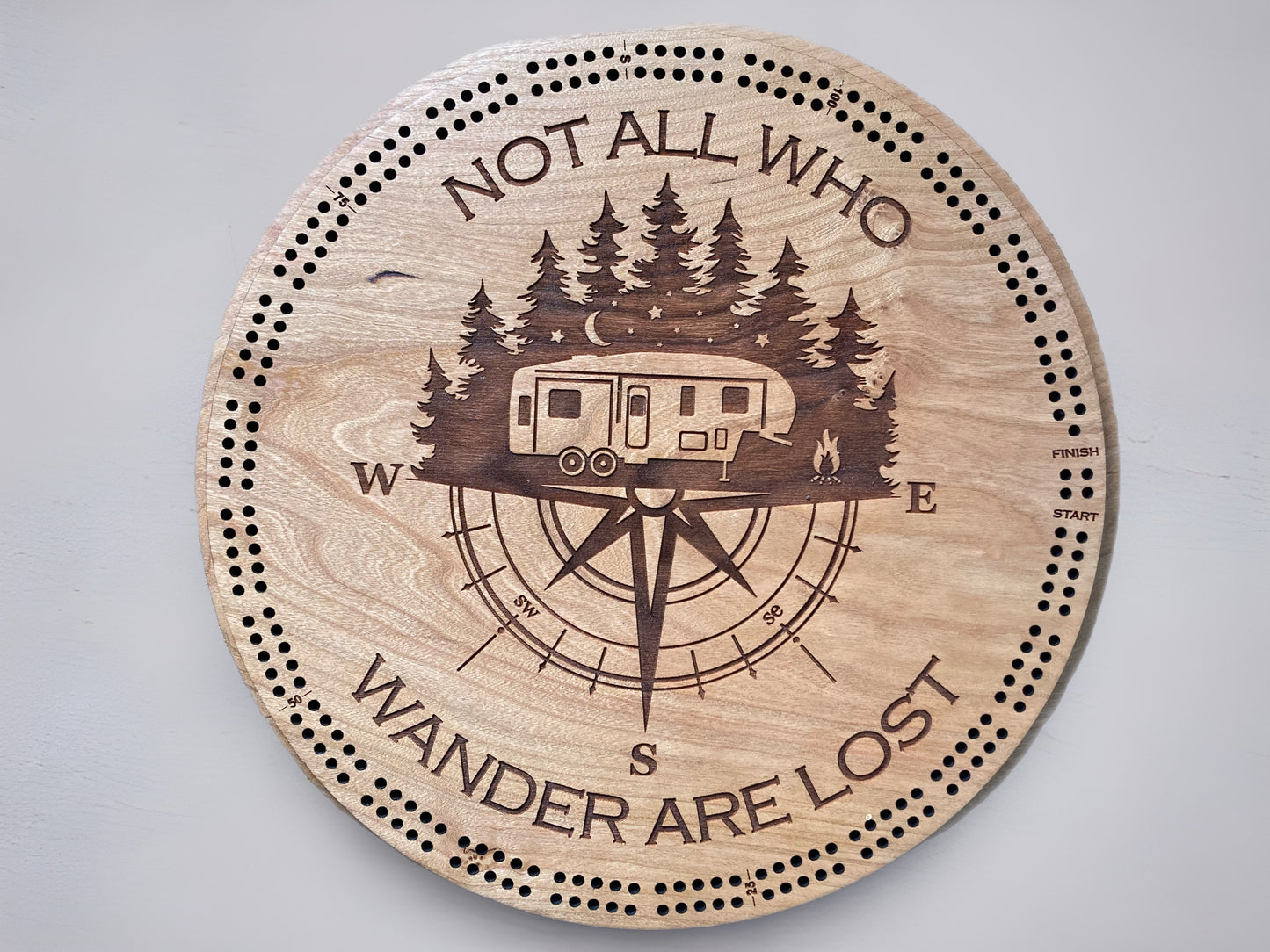 Adventurer Cribbage Board | Not All Who Wander Are Lost | Laser Engraved Cherry Cribbage Board | Retirement Gift
