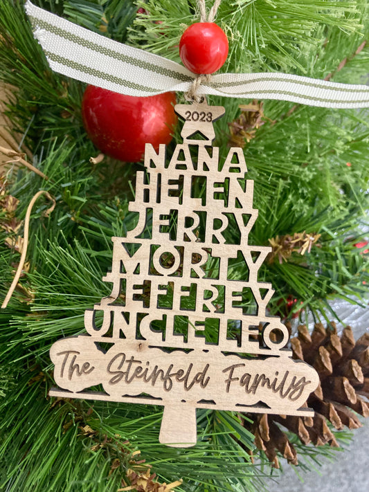 Personalized Family Name Ornament | Laser Engraved | 2024 Christmas Ornament | Christmas Keepsake Ornament | Holiday Gift