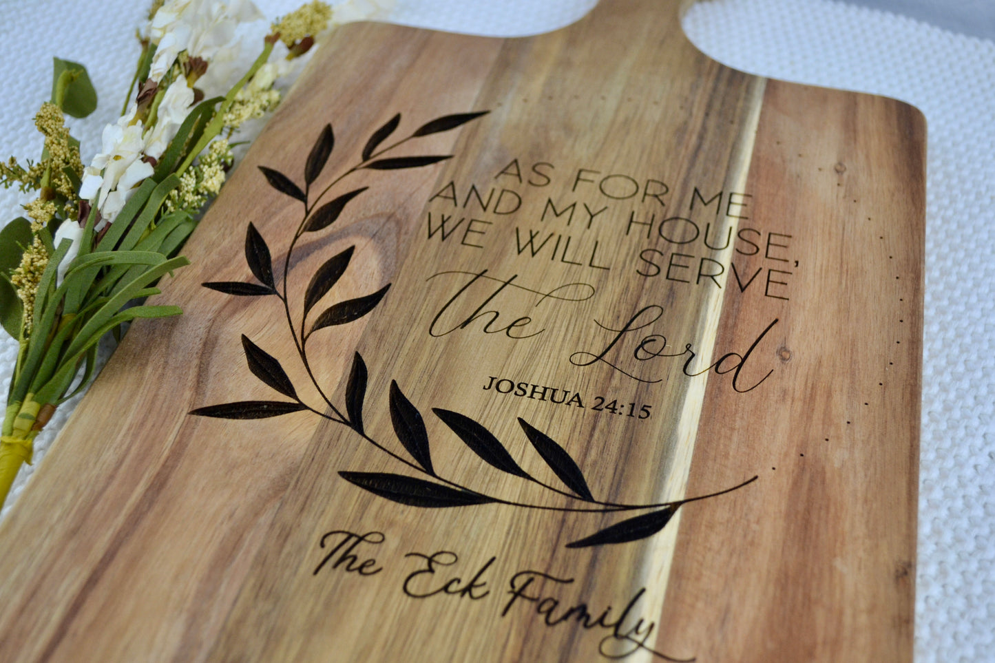 Personalized Cutting Board | Family Name | Religious | Joshua 24:15 | 16" x 8.75" | Custom Gift | Housewarming | Wedding