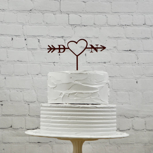 Personalized Wedding Arrow Cake Topper | Custom Acrylic Cake Topper | Beach Wedding | Bridal Shower Cake Topper | Anniversary Cake Topper | Vow Renewal