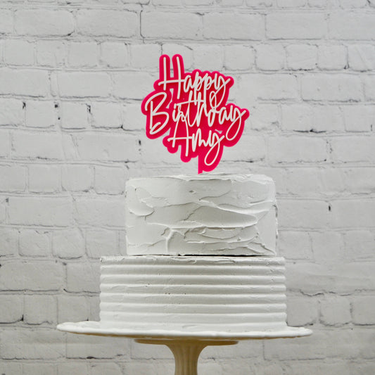 Acrylic Personalized Happy Birthday Cake Topper | Colorful Cake Topper | Two-Layer Topper