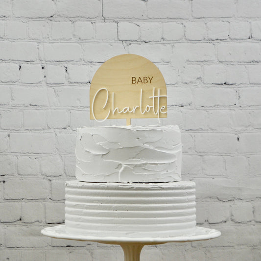 Personalized Wood & Acrylic Cake Topper | Baby Shower Cake Topper | Gender Reveal | Sprinkle | Family Name Cake Topper