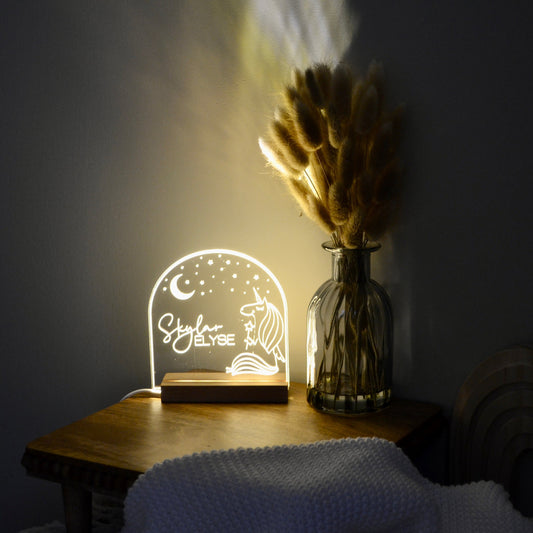 Personalized Acrylic Unicorn Night Light | LED Night Light | Nursery | Kids Room | Baby Shower Gift