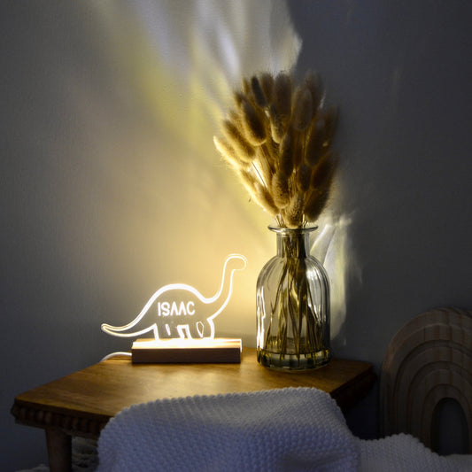Personalized Acrylic Dinosaur Silhouette Night Light | LED Night Light | Nursery | Kids Room | Baby Shower Gift