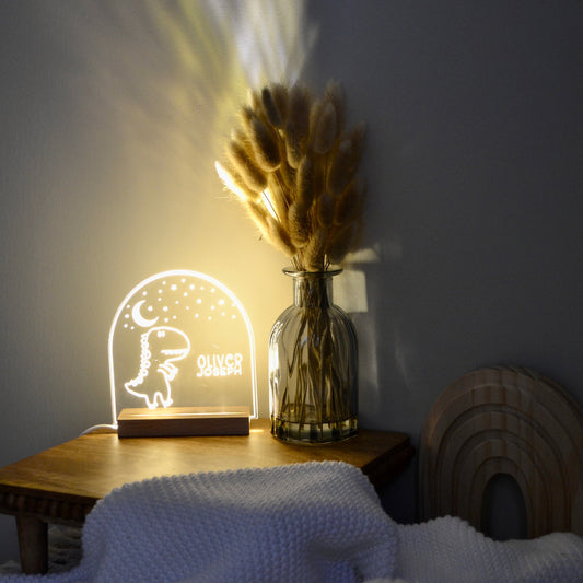 Personalized Acrylic Dinosaur Night Light | LED Night Light | Nursery | Kids Room | Baby Shower Gift