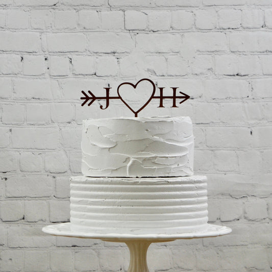 Personalized Rustic Wedding Arrow Cake Topper | Custom Wood Cake Topper | Beach Wedding | Bridal Shower Cake Topper | Anniversary Cake Topper | Vow Renewal