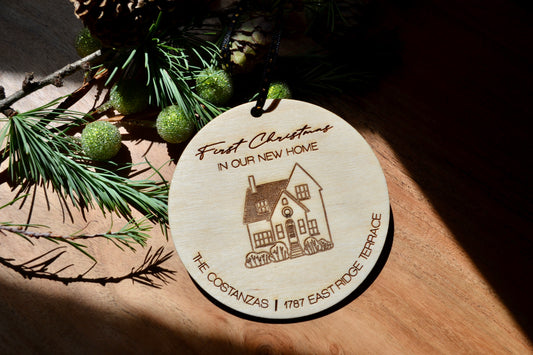 Personalized New Home Wood Ornament | First Christmas Address Ornament | Housewarming | Realtor Closing Gift
