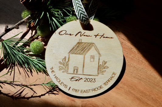 Personalized New Home Wood Ornament | Wood Address Ornament | Housewarming | Realtor Closing Gift
