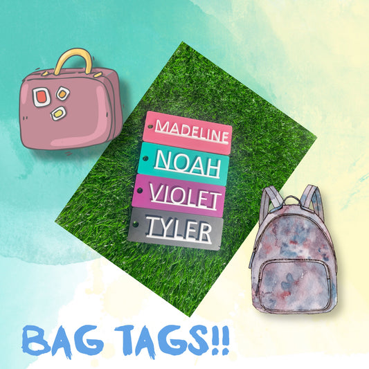 Acrylic Kids Backpack Tag | 3D Keychain | Name Tag | Bag Tag | Diaper Bag Tag | School Lunchbox Tag