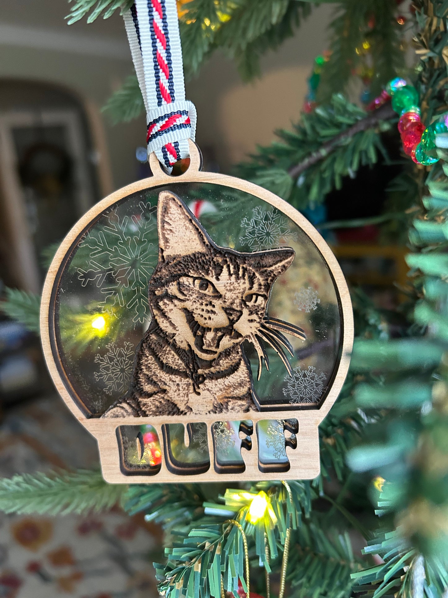 Personalized Pet Keepsake Ornament | Laser Engraved Wood and Acrylic Ornament | Pet Portrait | Christmas Ornament | Holiday Gift