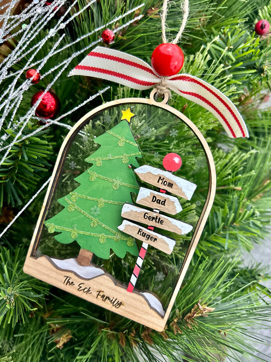 Personalized Family Christmas Ornament | Laser Engraved Wood and Acrylic Ornament | Christmas Keepsake | Holiday Gift