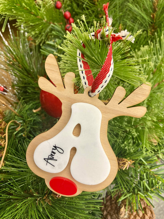Personalized Boho Retro Reindeer Christmas Ornament | Stocking Hanger | Laser Engraved | Christmas Keepsake Ornament | Holiday Gift