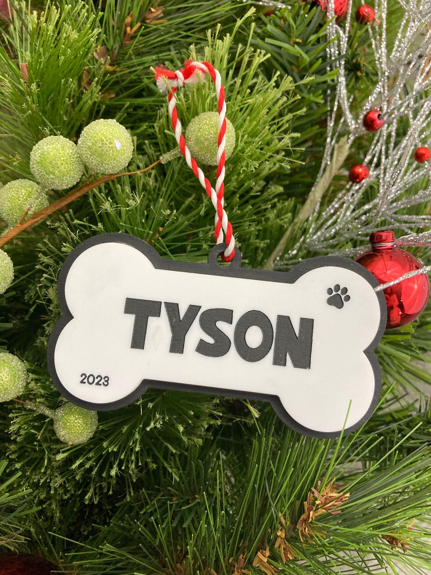 Personalized Dog Bone Ornament | Laser Engraved Wood | Dog Ornament | Christmas Keepsake Ornament | Holiday Gift