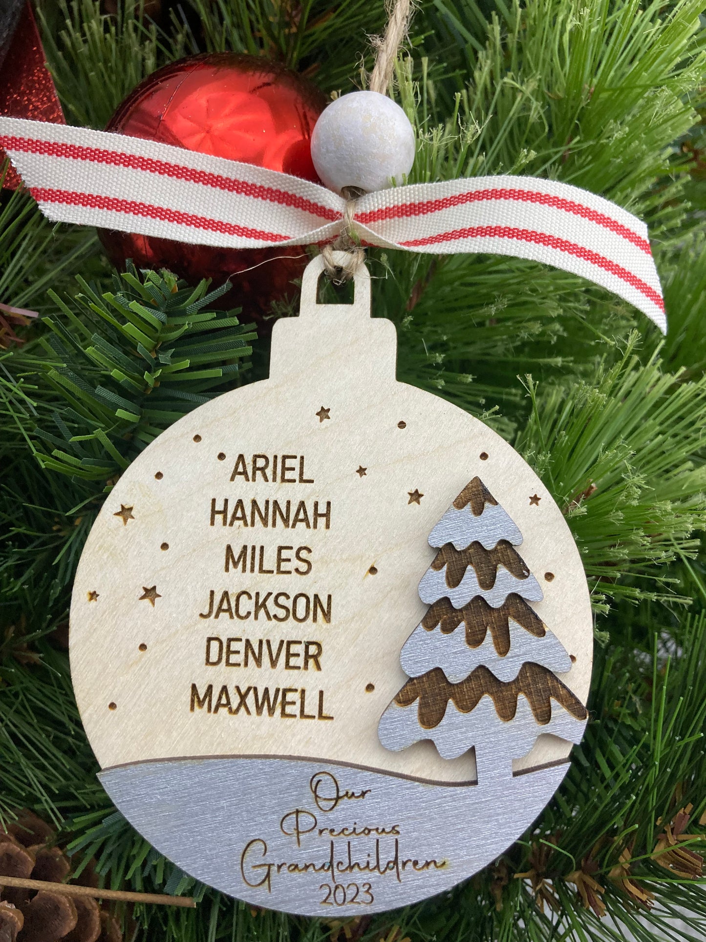 Personalized Family Ornament | Laser Engraved | Friendship Ornament | Grandparents Ornament | Christmas Tree Keepsake Ornament | Holiday Gift