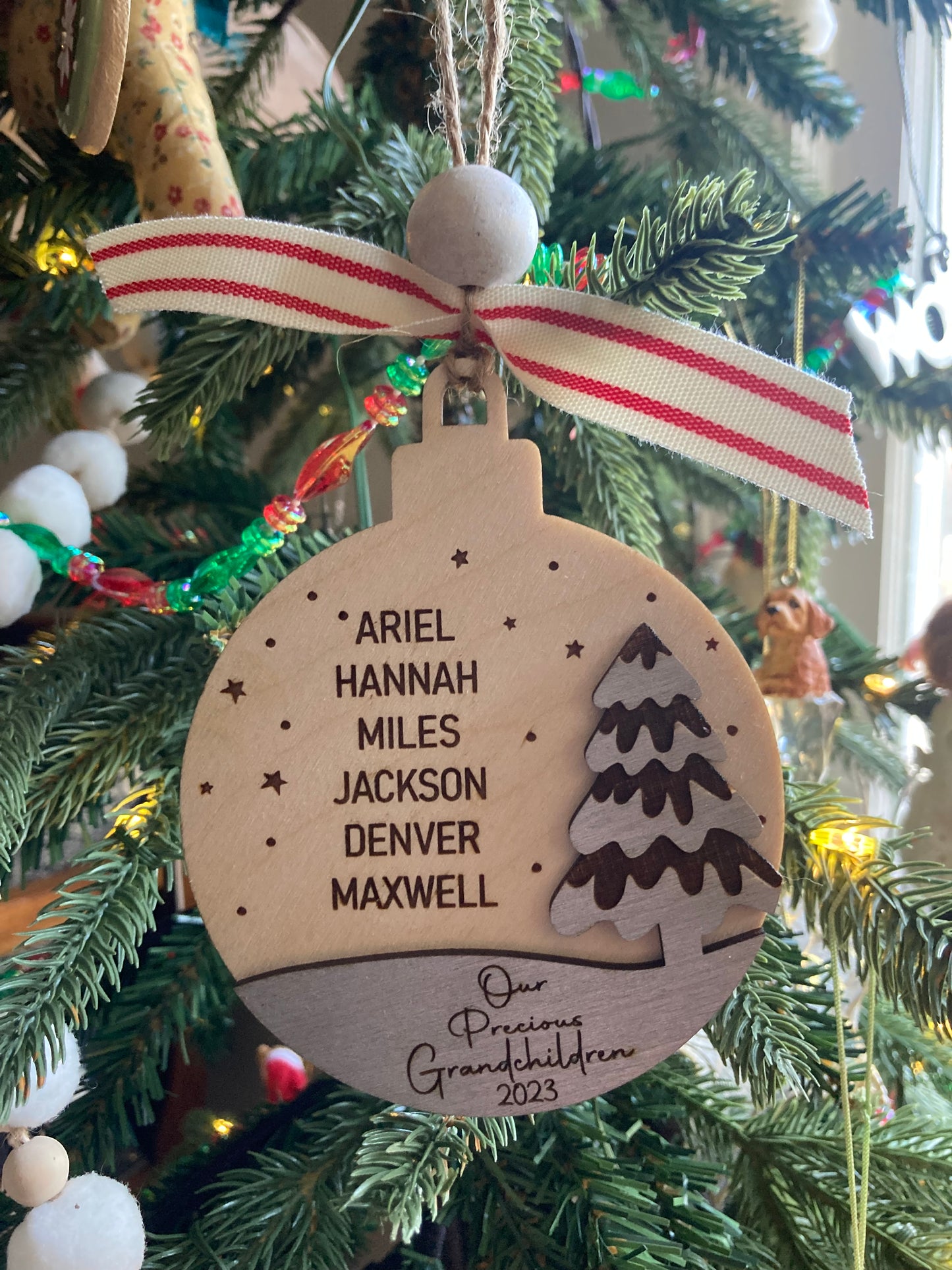 Personalized Family Ornament | Laser Engraved | Friendship Ornament | Grandparents Ornament | Christmas Tree Keepsake Ornament | Holiday Gift
